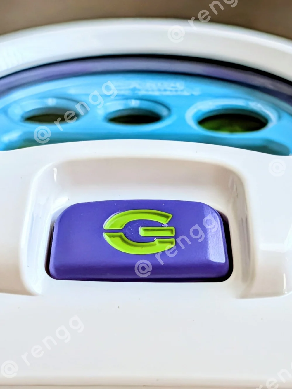 G-Shock White Resin Digital Watch with Blue Dial and Green Accents